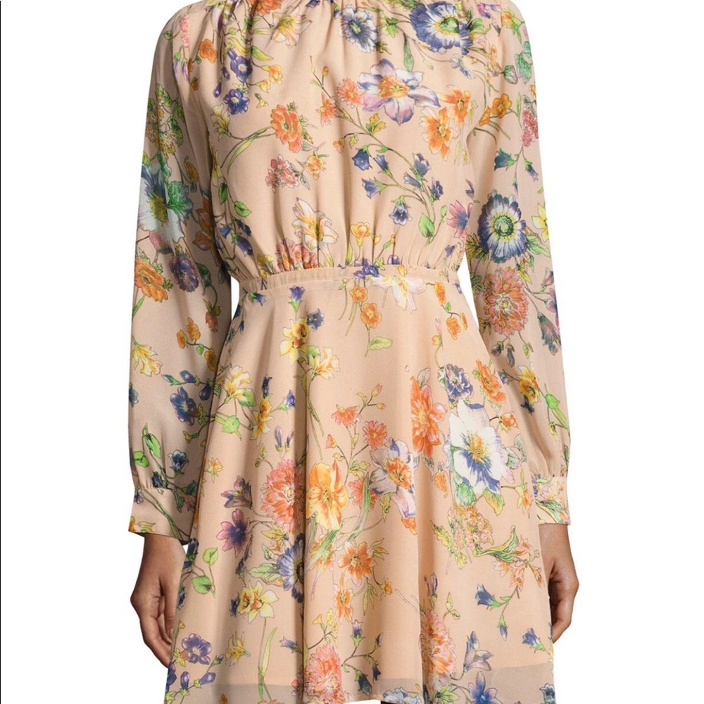 Urban Outfitters Peach Floral Long Sleeve Dress